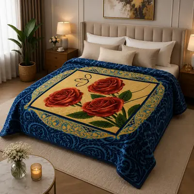 3D Panel Fleece Embossed Double Bed Blanket