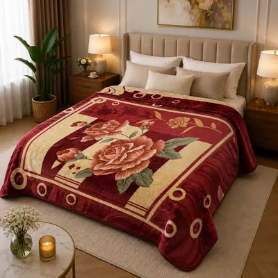 3D Panel Fleece Embossed Double Bed Blanket