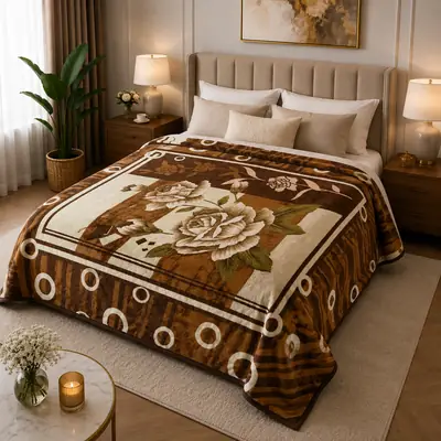 3D Panel Fleece Embossed Double Bed Blanket