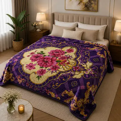 3D Panel Fleece Embossed Double Bed Blanket