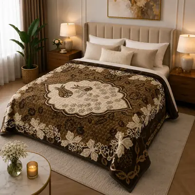 3D Panel Fleece Embossed Double Bed Blanket