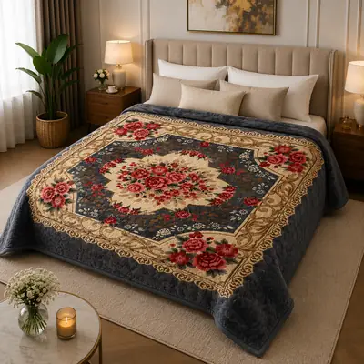 3D Panel Fleece Embossed Double Bed Blanket