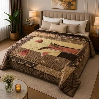 3D Panel Fleece Embossed Double Bed Blanket
