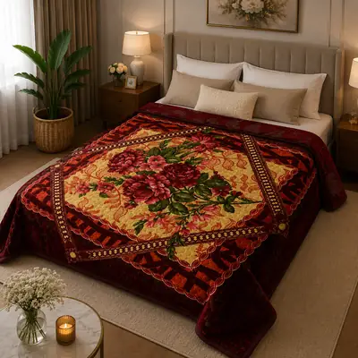 3D Panel Fleece Embossed Double Bed Blanket