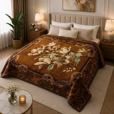 3D Panel Fleece Embossed Double Bed Blanket