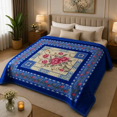 3D Panel Fleece Embossed Double Bed Blanket