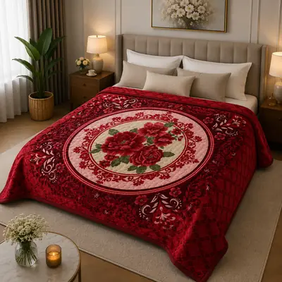 3D Panel Fleece Embossed Double Bed Blanket