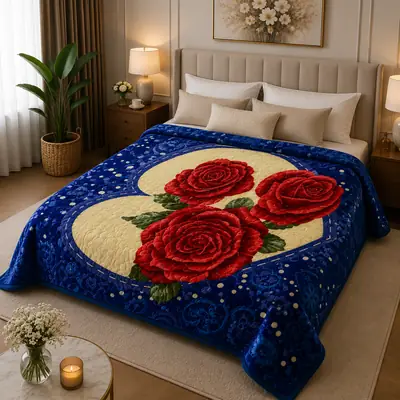 3D Panel Fleece Embossed Double Bed Blanket
