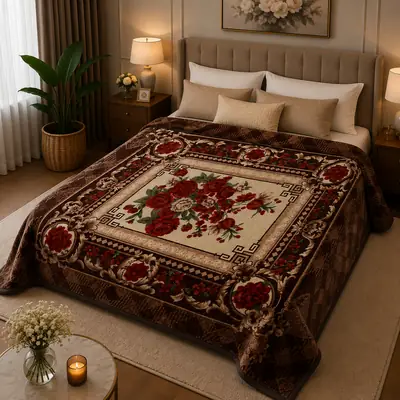3D Panel Fleece Embossed Double Bed Blanket