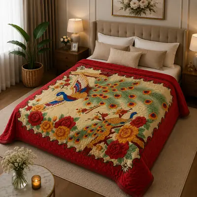 3D Panel Fleece Embossed Double Bed Blanket