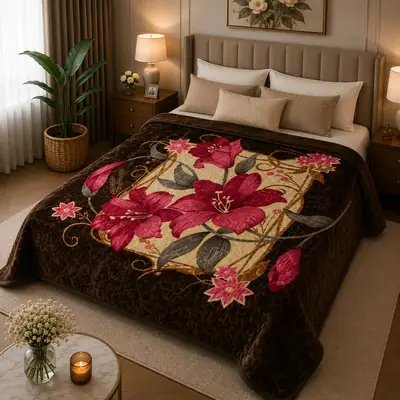 3D Panel Fleece Embossed Double Bed Blanket