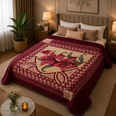 3D Panel Fleece Embossed Double Bed Blanket