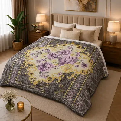 3D Panel Fleece Embossed Double Bed Blanket