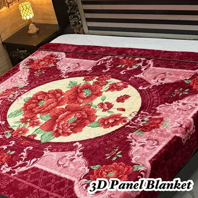 3D Panel Fleece Embossed Double Bed Blanket