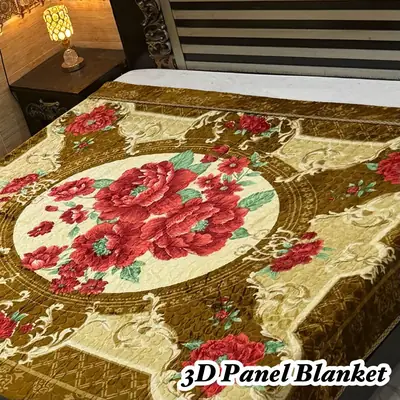 3D Panel Fleece Embossed Double Bed Blanket