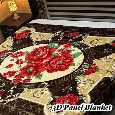 3D Panel Fleece Embossed Double Bed Blanket