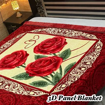 3D Panel Fleece Embossed Double Bed Blanket