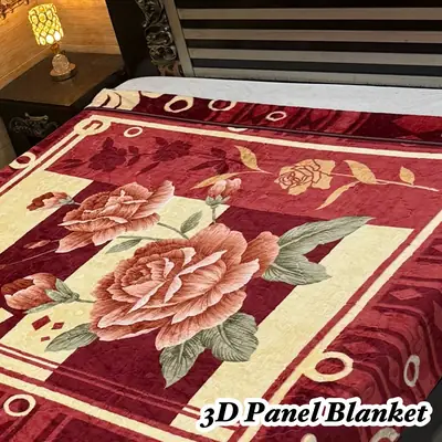 3D Panel Fleece Embossed Double Bed Blanket