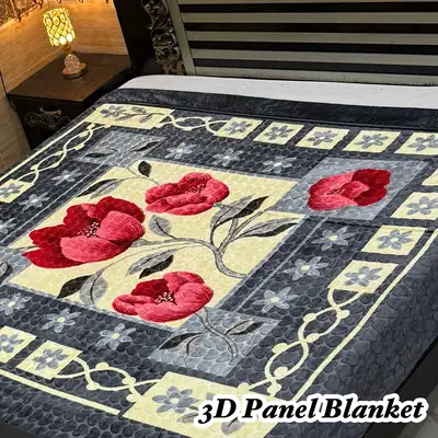 3D Panel Fleece Embossed Double Bed Blanket