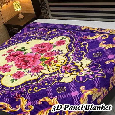 3D Panel Fleece Embossed Double Bed Blanket