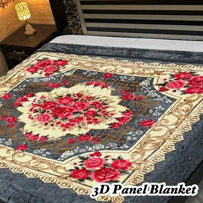 3D Panel Fleece Embossed Double Bed Blanket