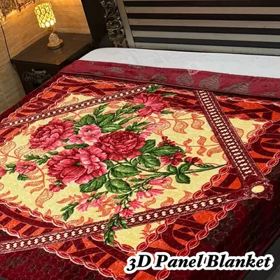 3D Panel Fleece Embossed Double Bed Blanket