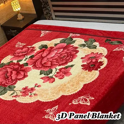 3D Panel Fleece Embossed Double Bed Blanket