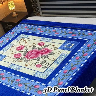 3D Panel Fleece Embossed Double Bed Blanket