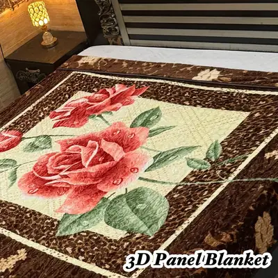 3D Panel Fleece Embossed Double Bed Blanket