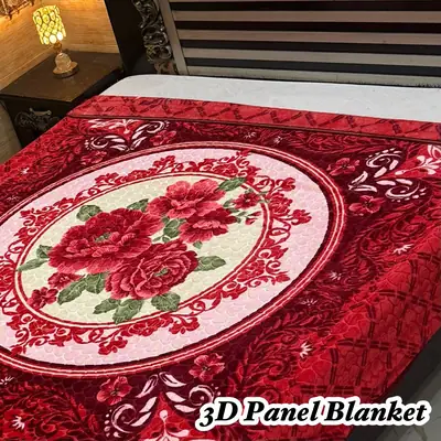 3D Panel Fleece Embossed Double Bed Blanket