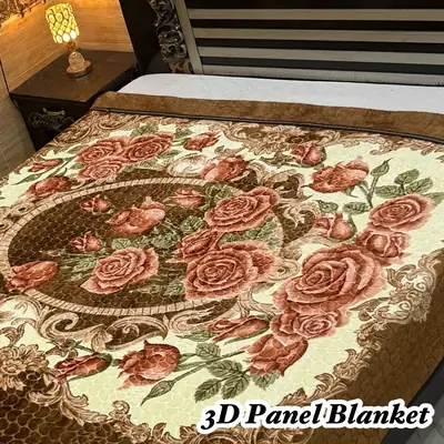 3D Panel Fleece Embossed Double Bed Blanket