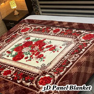 3D Panel Fleece Embossed Double Bed Blanket