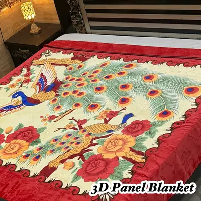 3D Panel Fleece Embossed Double Bed Blanket