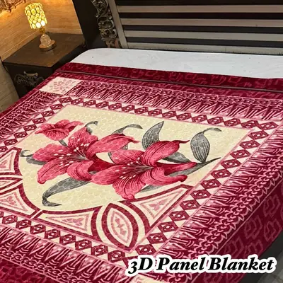 3D Panel Fleece Embossed Double Bed Blanket