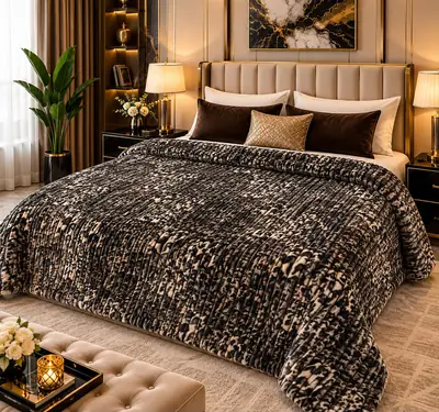 Premium Plush Embossed Bubble Printed Double Bed Blanket