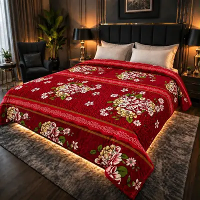 Stylish Fleece Printed Double Bed Blanket