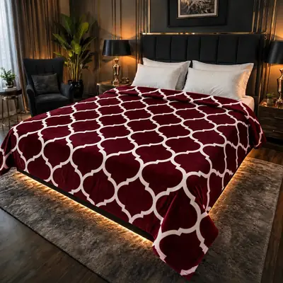 Stylish Fleece Printed Double Bed Blanket