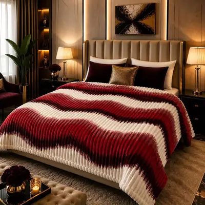 Premium Plush Embossed Bubble Printed Double Bed Blanket
