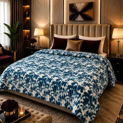 Premium Plush Embossed Bubble Printed Double Bed Blanket