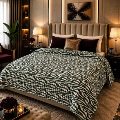 Premium Plush Embossed Bubble Printed Double Bed Blanket