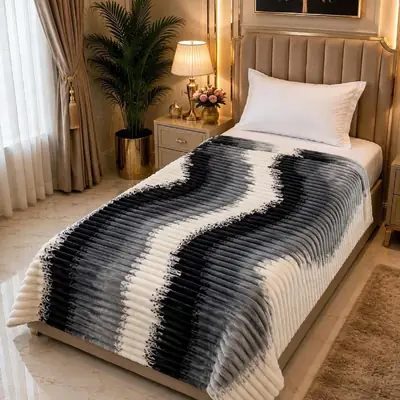 Premium Plush Embossed Bubble Printed Single Bed Blanket