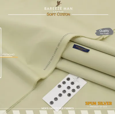 Men Unstitched Cotton Suit Green Summer thumbnail 2