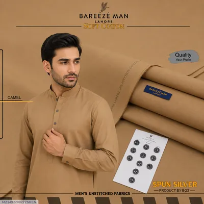 Men Unstitched Cotton Suit Multicolor Summer thumbnail 1
