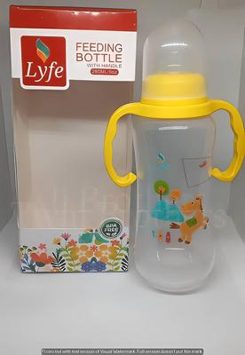 Lyfe Feeding Bottle 270ml Transparent Yellow Handles