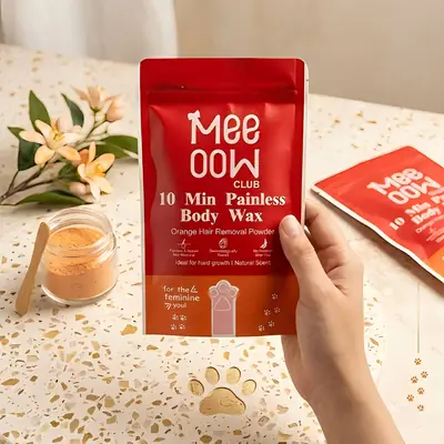 Meeoow Club 10 Min Painless Body Wax Powder – Mogra Scented Herbal Hair Removal Powder (100g) thumbnail 3