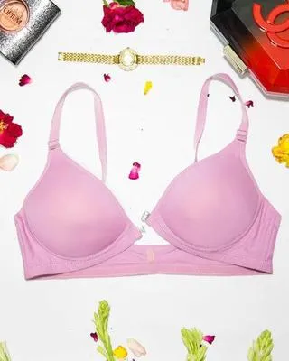 Pink Push Up Bra for Women, Adjustable, Soft Charmeuse, AA Cup, Daily Wear thumbnail 4