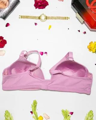 Pink Push Up Bra for Women, Adjustable, Soft Charmeuse, AA Cup, Daily Wear thumbnail 2