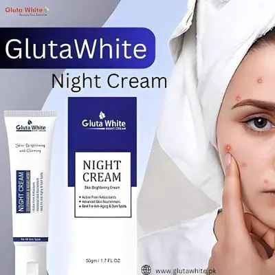 GlutaWhite Night Cream Tube Whitening & Anti-Aging for All Skin Types
