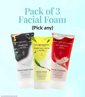 3 Pcs Whitening Face Wash for All Skin Types - Black, Yellow & Red