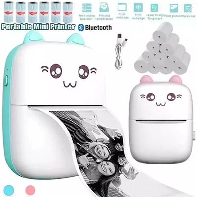 Portable Wireless Mini Printer with Cat Design
